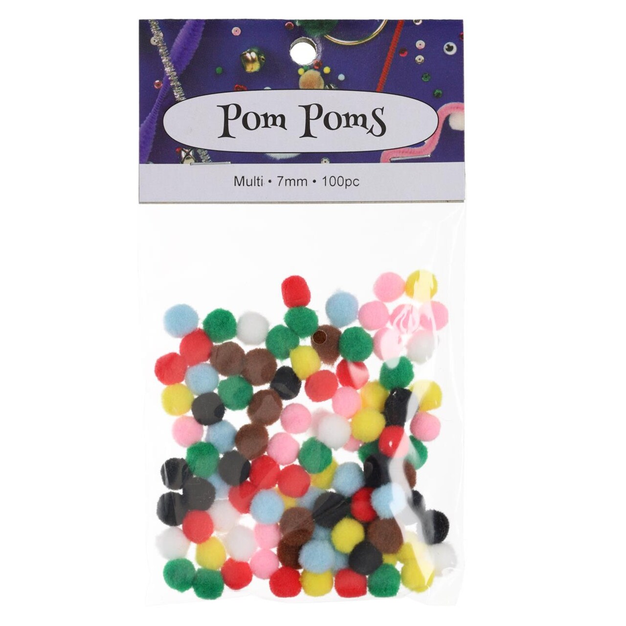PA Essentials Pom Pom Balls 7mm 100pc Multi – Arts and Crafts Supplies, Puff Balls for DIY Projects, Pompoms for Crafting, Pom Pom Decorations, Kids Craft Accessories